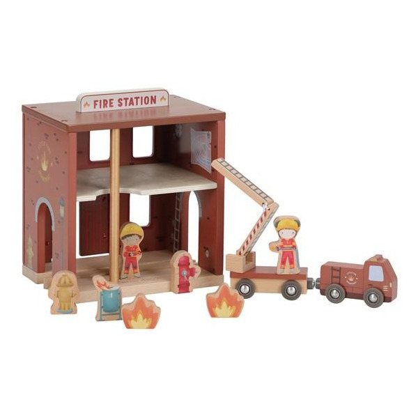 DREWNIANA REMIZA STRAŻACKA z akcesoriami FSC Little Dutch 3+