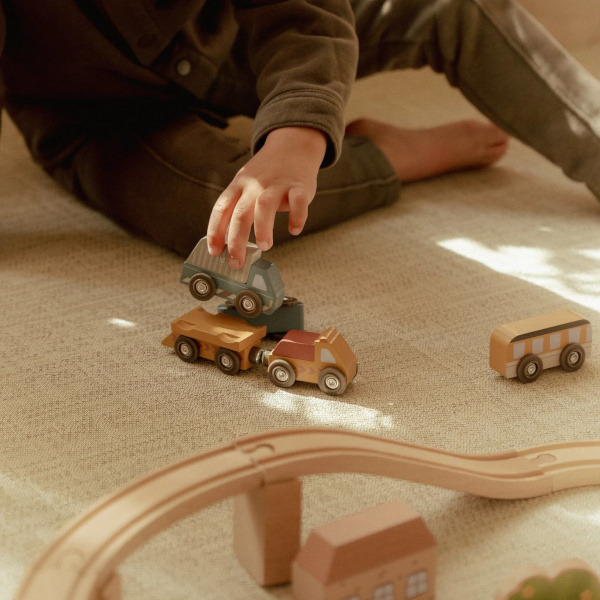 DREWNIANE POJAZDY zestaw 10 szt.  FSC Little Dutch 2+