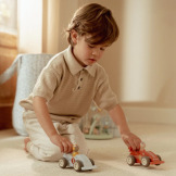 DREWNIANE SAMOCHODY WYŚCIGOWE zestaw 2 szt. FSC Little Dutch 18msc+