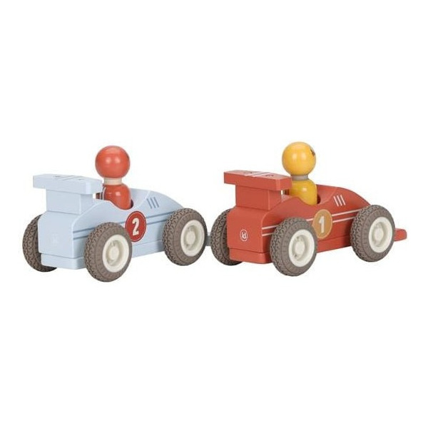 DREWNIANE SAMOCHODY WYŚCIGOWE zestaw 2 szt. FSC Little Dutch 18msc+