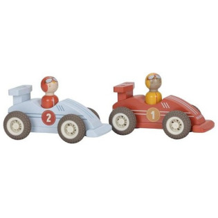 DREWNIANE SAMOCHODY WYŚCIGOWE zestaw 2 szt. FSC Little Dutch 18msc+