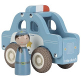 WÓZ POLICYJNY drewniany samochód z figurką policjanta FSC Little Dutch 18msc+