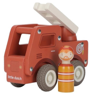 STRAŻ POŻARNA drewniany samochód ze strażakiem FSC Little Dutch 18msc+