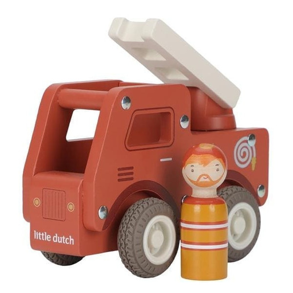 STRAŻ POŻARNA drewniany samochód ze strażakiem FSC Little Dutch 18msc+