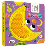 OWOCE książeczka sensoryczna z silikonowymi elementami DOTYKAM POZNAJĘ Elżbieta Korolkiewicz wyd. AWM