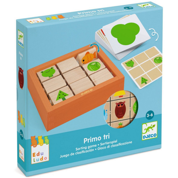 PRIMO TRI drewniana układanka obrotowa Touranimo Djeco 3+