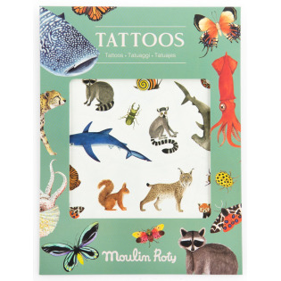 ZWIERZĄTA ŚWIATA tatuaże zmywalne dla dzieci 45 szt. Moulin Roty 3+