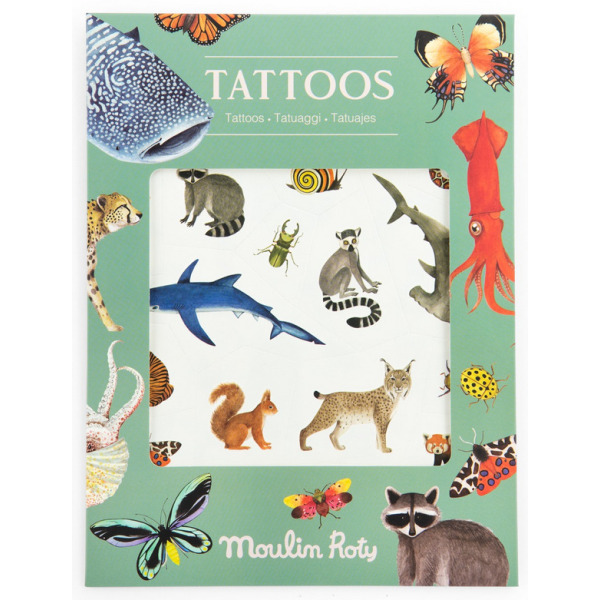 ZWIERZĄTA ŚWIATA tatuaże zmywalne dla dzieci 45 szt. Moulin Roty 3+