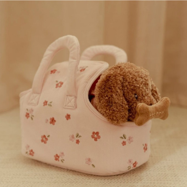 Jackie PLUSZOWY PIESEK W TOREBCE przytulanka z akcesoriami Little Dutch 12m+