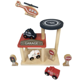 DREWNIANY GARAŻ parking z autkami i znakami drogowymi Egmont Toys 2+