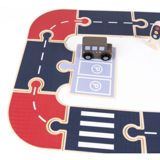 DREWNIANA DROGA z autkami i znakami drogowymi tor samochodowy do układania Egmont Toys 3+