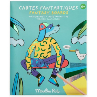 ZWIERZĄTKA zestaw kreatywny z folią transferową 6 obrazków LES LOUFOQUE Moulin Roty 6+