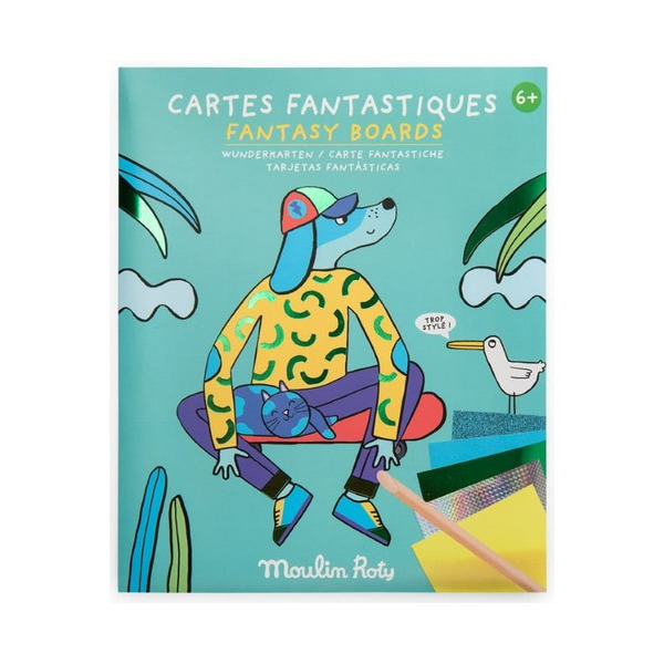 ZWIERZĄTKA zestaw kreatywny z folią transferową 6 obrazków LES LOUFOQUE Moulin Roty 6+