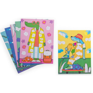 ZWIERZĄTKA zestaw kreatywny z folią transferową 6 obrazków LES LOUFOQUE Moulin Roty 6+