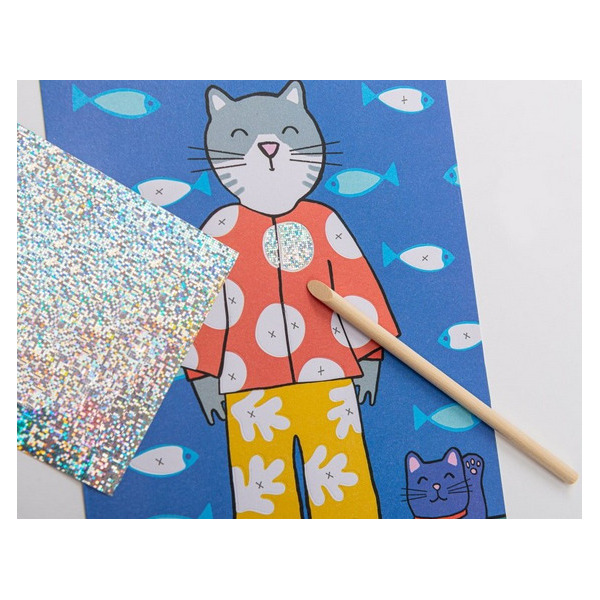 ZWIERZĄTKA zestaw kreatywny z folią transferową 6 obrazków LES LOUFOQUE Moulin Roty 6+