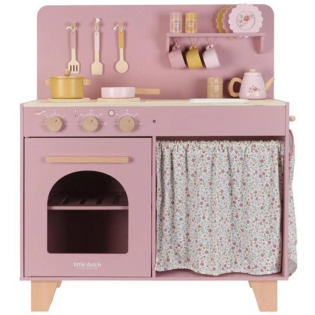 DREWNIANA KUCHNIA z akcesoriami zabawa w dom, kuchnię i gotowanie FSC Little Dutch 3+