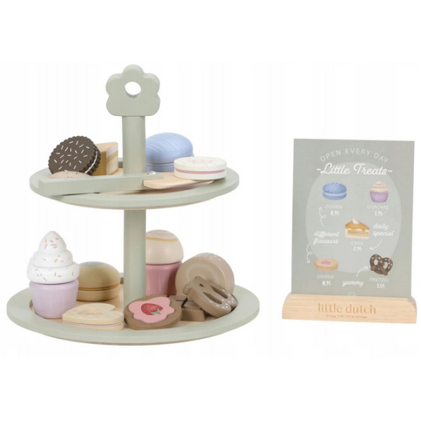 DREWNIANA PATERA z ciasteczkami zabawa w dom, kuchnię i gotowanie FSC Little Dutch 3+