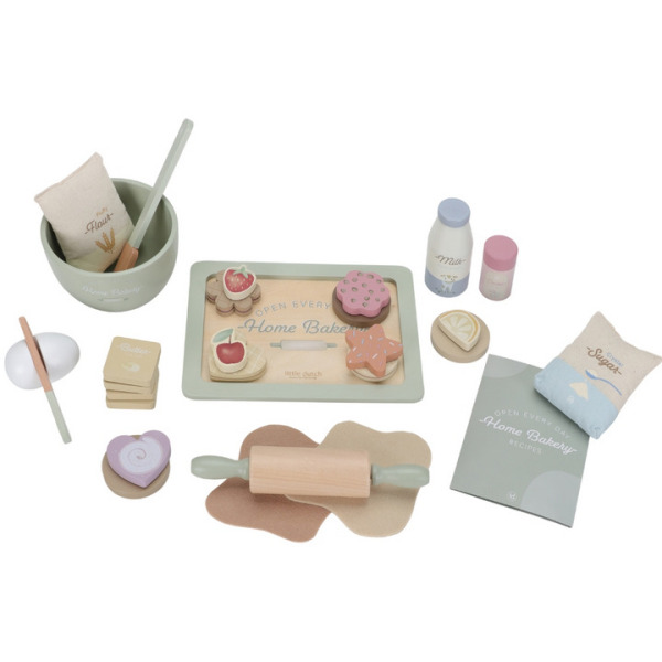 DREWNIANY ZESTAW DO PIECZENIA zabawa w dom, kuchnię i gotowanie FSC Little Dutch 3+