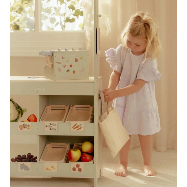 DREWNIANY SKLEPIK do zabawy z akcesoriami FSC Little Dutch 3+