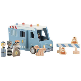 WÓZ POLICYJNY drewniany samochód z figurkami i akcesoriami FSC Little Dutch 2+