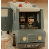 WÓZ POLICYJNY drewniany samochód z figurkami i akcesoriami FSC Little Dutch 2+