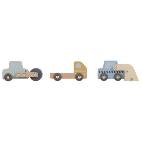 DREWNIANY DŹWIG BUDOWLANY z akcesoriami i torami kolejowymi FSC Little Dutch 3+