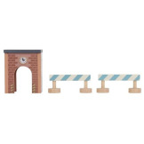 DREWNIANY DŹWIG BUDOWLANY z akcesoriami i torami kolejowymi FSC Little Dutch 3+