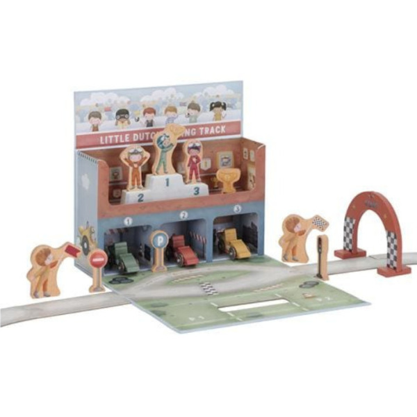 PRZENOŚNY TOR WYŚCIGOWY z akcesoriami w walizeczce FSC Little Dutch 18m+