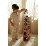 WIEŻA DO UKŁADANIA zestaw 6 kartoników + 6 autek FSC Little Dutch 18m+