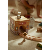 WIEŻA DO UKŁADANIA zestaw 6 kartoników + 6 autek FSC Little Dutch 18m+