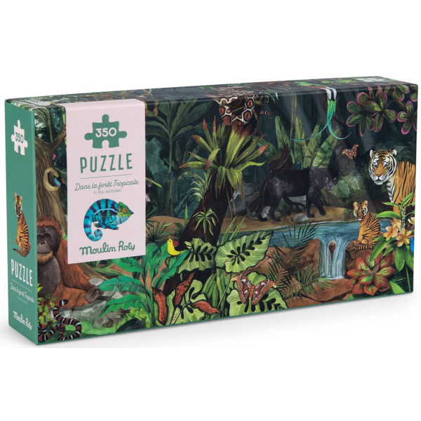 W TROPIKALNYM LESIE puzzle tekturowe dla dzieci 350 el. Moulin Roty 7+