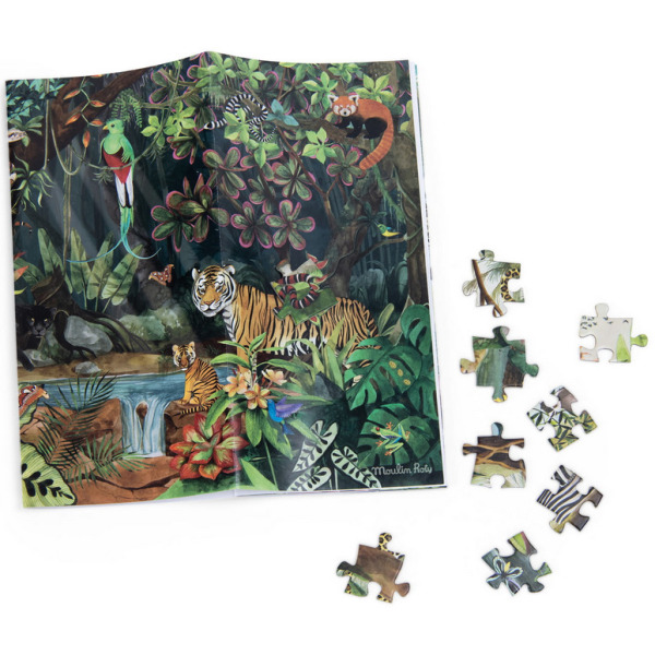 W TROPIKALNYM LESIE puzzle tekturowe dla dzieci 350 el. Moulin Roty 7+