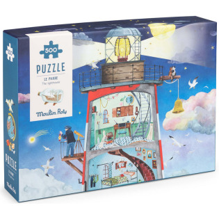 LATARNIA MORSKA puzzle tekturowe dla dzieci 500 el. z plakatem Moulin Roty 8+