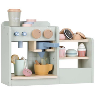 DREWNIANA KAWIARENKA zabawa w dom, kuchnię i gotowanie FSC Little Dutch 3+