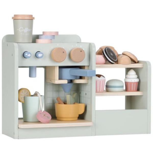 DREWNIANA KAWIARENKA zabawa w dom, kuchnię i gotowanie FSC Little Dutch 3+