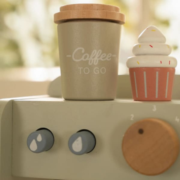 DREWNIANA KAWIARENKA zabawa w dom, kuchnię i gotowanie FSC Little Dutch 3+