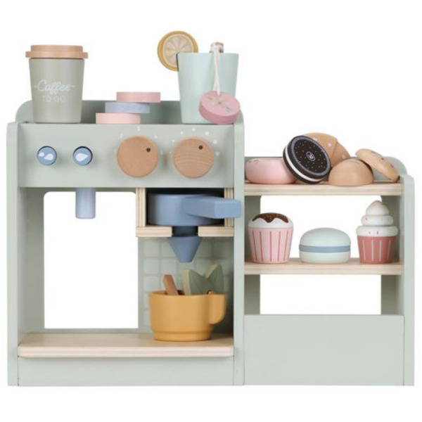 DREWNIANA KAWIARENKA zabawa w dom, kuchnię i gotowanie FSC Little Dutch 3+
