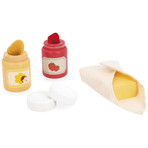 DREWNIANY TOSTER zestaw śniadaniowy z tosterem i 12 akcesoriami Shiny Grandma 3+