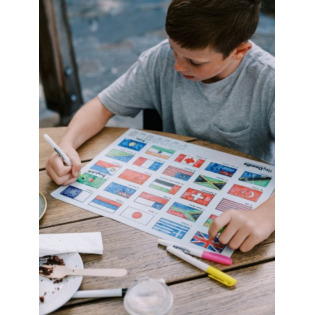 MAPA ŚWIATA duża dwustronna silikonowa mata do kolorowania A3 z 9 pisakami zmazywalnymi HeyDoodle 3+