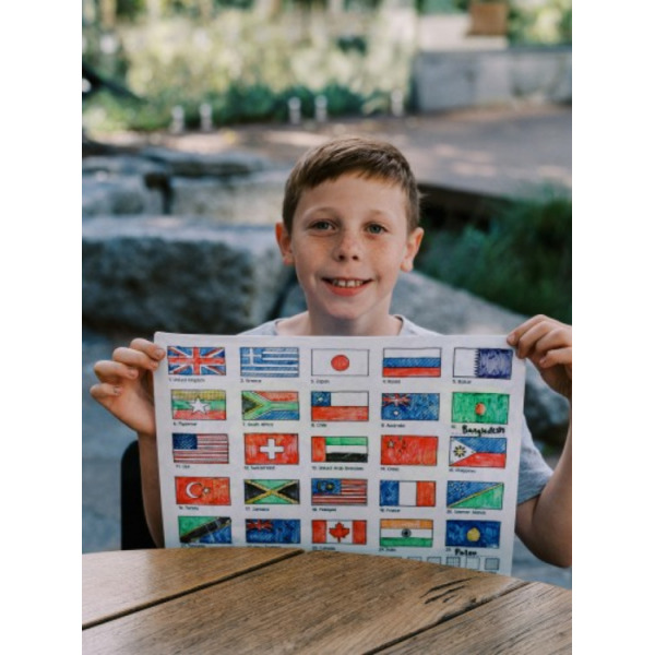 MAPA ŚWIATA duża dwustronna silikonowa mata do kolorowania A3 z 9 pisakami zmazywalnymi HeyDoodle 3+