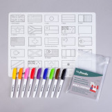 MAPA ŚWIATA duża dwustronna silikonowa mata do kolorowania A3 z 9 pisakami zmazywalnymi HeyDoodle 3+