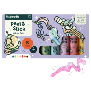 BROKATOWE FARBKI WITRAŻOWE do tworzenia naklejek Peel&Stick Paint HeyDoodle 3+