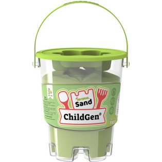 Piasek kinetyczny ZIELONY z foremką 100% NATURALNY SKŁAD 500 g zapach brzoskwiniowy ChildGen 3+