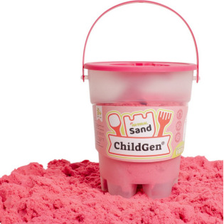 Piasek kinetyczny RÓŻOWY z foremką 100% NATURALNY SKŁAD 500 g zapach brzoskwiniowy ChildGen 3+