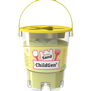 Piasek kinetyczny ŻÓŁTY z foremką 100% NATURALNY SKŁAD 500 g zapach brzoskwiniowy ChildGen 3+