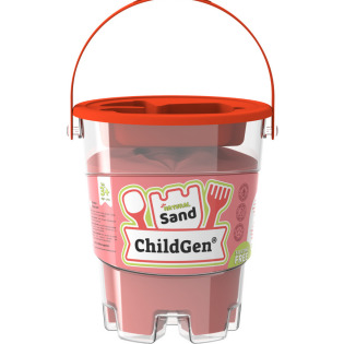 Piasek kinetyczny CZERWONY z foremką 100% NATURALNY SKŁAD 500 g zapach brzoskwiniowy ChildGen 3+