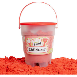 Piasek kinetyczny CZERWONY z foremką 100% NATURALNY SKŁAD 500 g zapach brzoskwiniowy ChildGen 3+