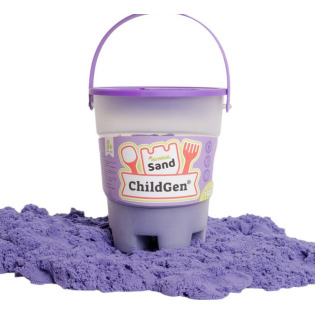 Piasek kinetyczny FIOLETOWY z foremką 100% NATURALNY SKŁAD 500 g zapach brzoskwiniowy ChildGen 3+