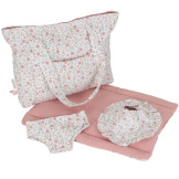 TORBA NA PIELUCHY i akcesoria dla lalek beżowa w kwiatuszki Little Dutch 3+