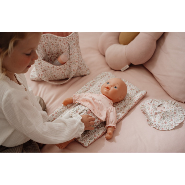 TORBA NA PIELUCHY i akcesoria dla lalek beżowa w kwiatuszki Little Dutch 3+